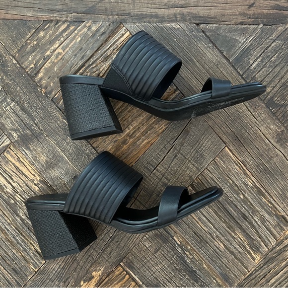 NWOT Caslon Lamia Leather Open Toe Block Heel Sandals – Black - 9 - Picture 6 of 8